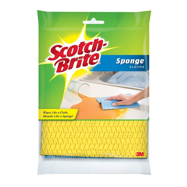 3M ScotchBrite Delicate Light Duty Sponge Cloths For All Purpose 6.8